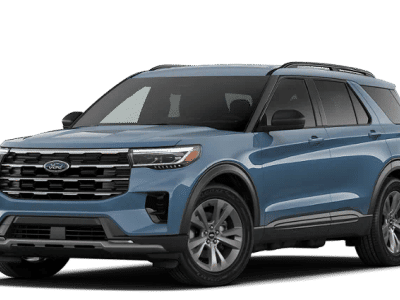 2026 Ford Explorer Active in Vapor Blue — front three-quarter view