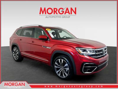 2022 Volkswagen Atlas 3.6L V6 SEL Premium R-Line in Aurora Red Metallic — front three-quarter view