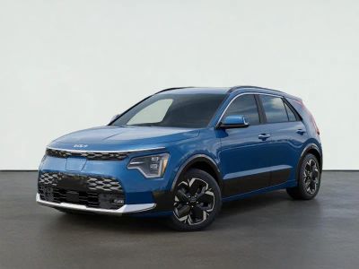 2026 Kia NIRO EV WAVE in Mineral Blue — front three-quarter view