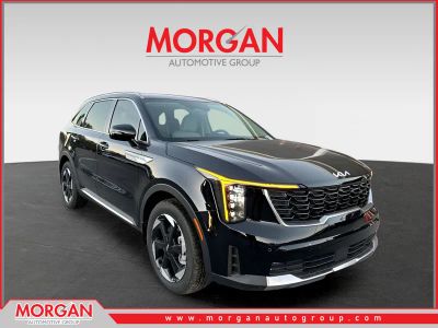 2026 Kia Sorento Hybrid EX in Aurora Black Pearl — front three-quarter view