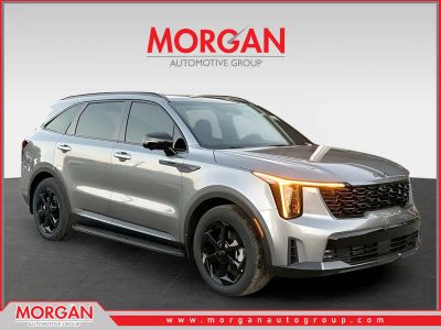 2026 Kia Sorento Hybrid X-Line SX Prestige in Steel Gray — front three-quarter view