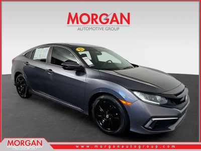 2021 Honda Civic LX in Modern Steel Metallic — front three-quarter view