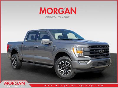 2022 Ford F-150 LARIAT in Gray Metallic — front three-quarter view