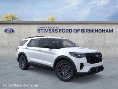 2026 Ford Explorer ST-Line in Star White Metallic Tri-Coat — front three-quarter view