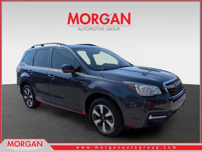 2018 Subaru Forester Premium in Dark Gray Metallic — front three-quarter view