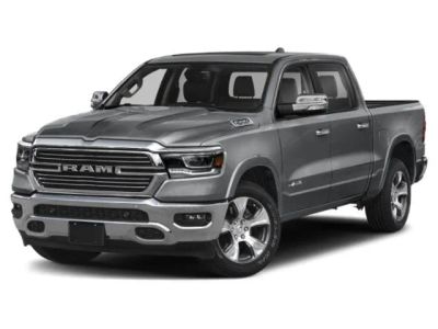 2019 Ram 1500 Laramie in Billet Silver Metallic Clearcoat — front three-quarter view