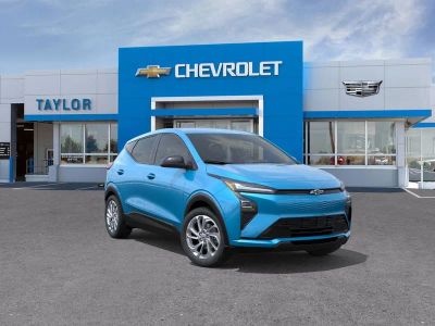 2027 Chevrolet Bolt LT in Marina Blue Metallic — front three-quarter view