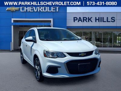 2017 Chevrolet Sonic Premier in Summit White — front three-quarter view