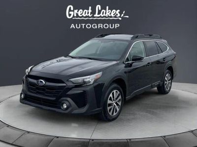 2025 Subaru Outback Premium in Crystal Black Silica — front three-quarter view
