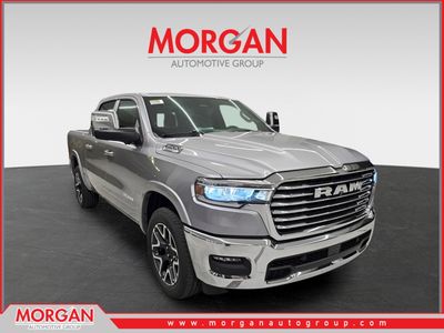 2026 Ram 1500 Laramie in Billet Silver Metallic Clearcoat — front three-quarter view