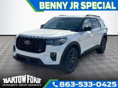 2026 Ford Explorer ST in White Metallic — front three-quarter view