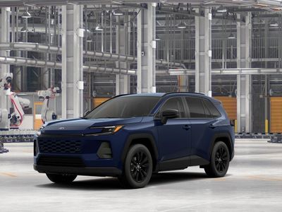 2026 Toyota RAV4 XLE Premium in Blueprint — front three-quarter view