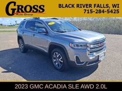2023 GMC Acadia SLE in Sterling Metallic — front three-quarter view