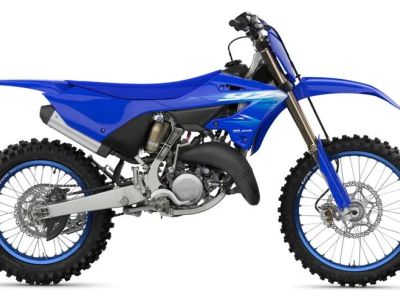 2027 Yamaha YZ125X in Team Yamaha Blue — front three-quarter view