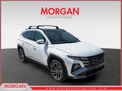 2026 Hyundai TUCSON Limited in Serenity White Pearl — front three-quarter view