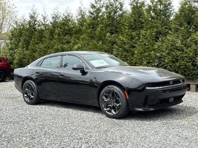 2026 Dodge Charger R/T Plus in Diamond Black Crystal Pearlcoat — front three-quarter view