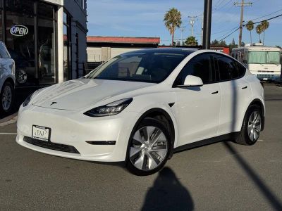 2023 Tesla Model Y in White — front three-quarter view