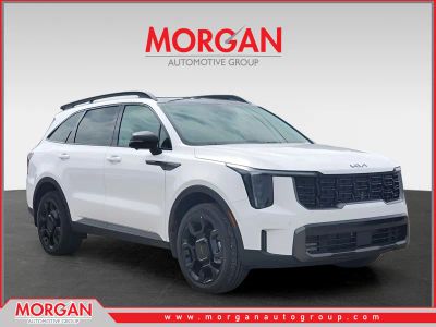 2025 Kia Sorento X-Line SX in Glacial White Pearl — front three-quarter view