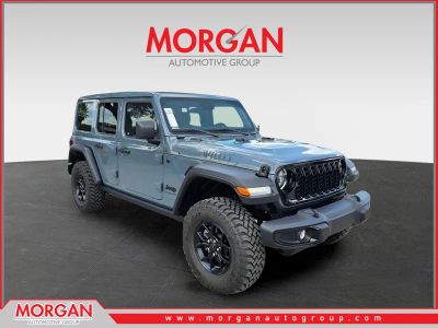 2025 Jeep Wrangler Willys in Anvil Clearcoat — front three-quarter view