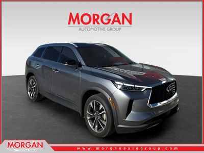 2023 INFINITI QX60 LUXE in Gray — front three-quarter view