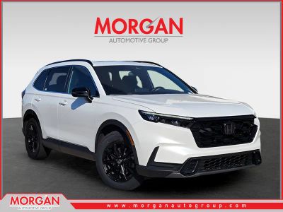 2024 Honda CR-V Hybrid Sport in Platinum White Pearl — front three-quarter view