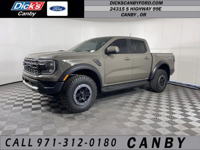 2026 Ford Ranger Raptor in Marsh Gray — front three-quarter view