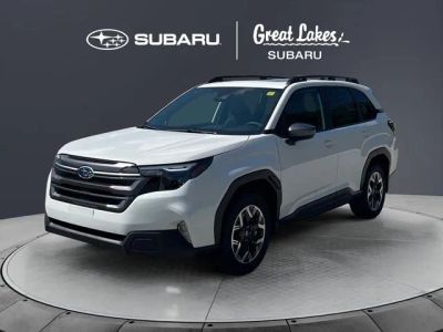 2026 Subaru FORESTER Premium in Crystal White Pearl — front three-quarter view