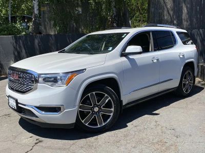 2017 GMC Acadia Denali in White Frost Tricoat — front three-quarter view