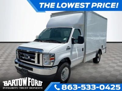 2025 Ford E-350SD 12' BOX TRUCK Cutaway in Oxford White — front three-quarter view