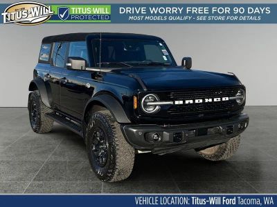 2023 Ford Bronco Wildtrak in Black — front three-quarter view