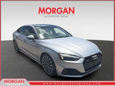 2022 Audi A5 Sportback Premium Plus in Silver — front three-quarter view