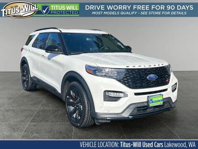 2023 Ford Explorer ST in White Metallic — front three-quarter view