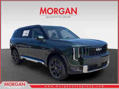 2027 Kia Telluride Hybrid SX in Black Jade Green — front three-quarter view