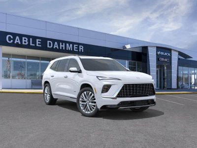 2026 Buick Enclave Avenir in Iridescent White Tricoat — front three-quarter view