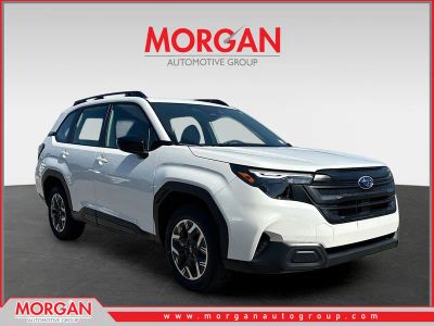 2026 Subaru Forester Base in Crystal White Pearl — front three-quarter view