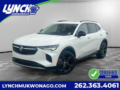 2023 Buick Envision Essence in White Frost Tricoat — front three-quarter view