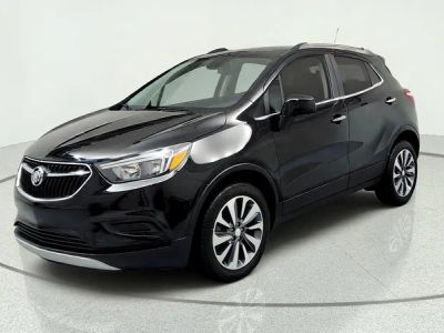 2022 Buick Encore Preferred in Ebony Twilight Metallic — front three-quarter view