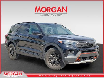 2022 Ford Explorer Timberline in Black Metallic — front three-quarter view