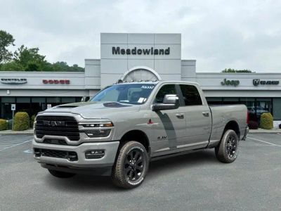 2026 RAM 3500 Laramie in Ceramic Gray Clear-Coat Exterior Paint — front three-quarter view