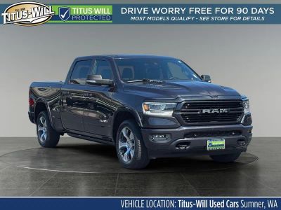 2019 RAM 1500 Laramie in Steel Metallic — front three-quarter view