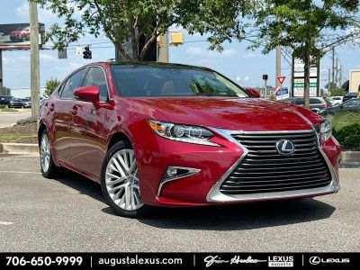 2017 Lexus ES 350 in Matador Red Mica — front three-quarter view