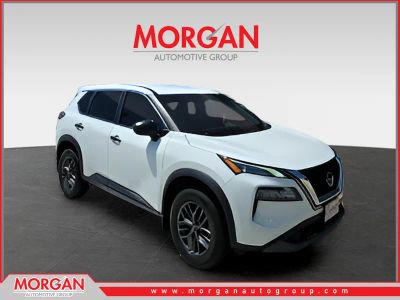2023 Nissan Rogue S in White — front three-quarter view
