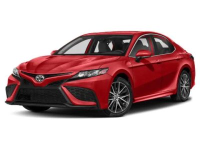 2024 Toyota Camry SE in Black — front three-quarter view