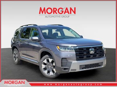 2026 Honda Pilot Elite in Modern Steel Metallic — front three-quarter view
