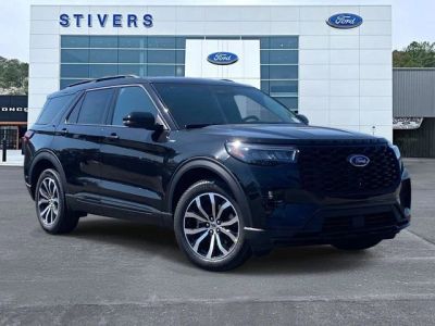 2026 Ford Explorer ST-Line in Agate Black Metallic — front three-quarter view