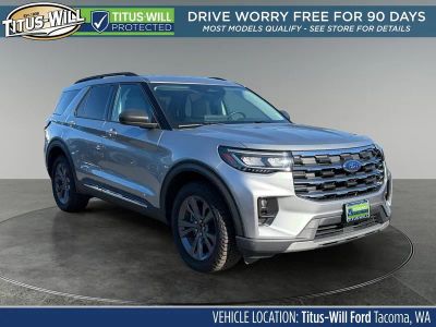 2025 Ford Explorer Active in Silver Metallic — front three-quarter view