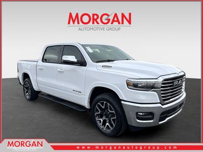 2026 Ram 1500 Laramie in White — front three-quarter view