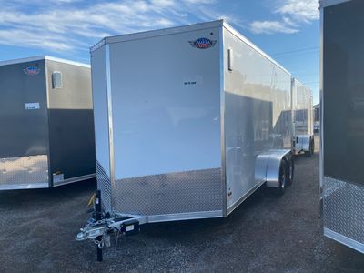 2022 AmeraLite Trailers ATMT716TA2 in WHITE — front three-quarter view