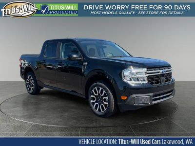 2024 Ford Maverick Lariat in Shadow Black — front three-quarter view