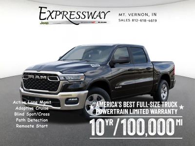 2026 RAM 1500 Big Horn 4x4 Crew Cab 5'7 Box in Diamond Black Crystal Pearl-Coat Exterior Paint — front three-quarter view